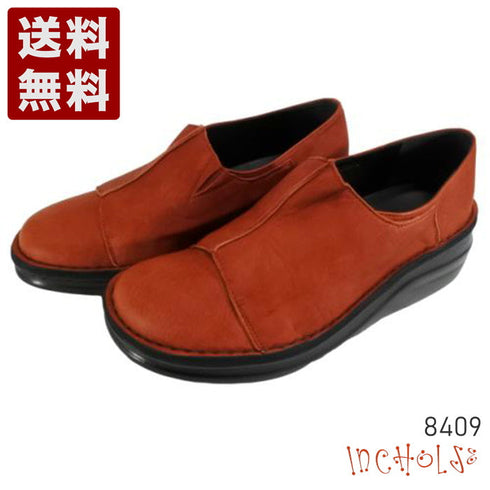 【インコルジェ8409 オレンジレッド】カジュアルコンフォートシューズ