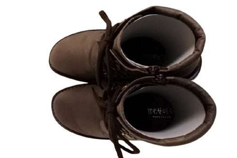 【インコルジェ8434 ダークブラウン】低反発インソールのクロスストラップシューズ