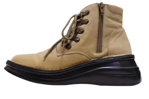 【インコルジェ8434 カーキ】低反発インソールのクロスストラップシューズ