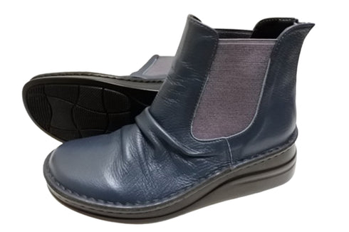 【インコルジェ 8438 ネイビー】本革カジュアルサイドゴアブーツ