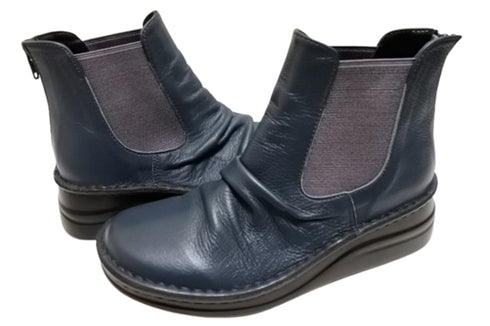 【インコルジェ 8438 ネイビー】本革カジュアルサイドゴアブーツ