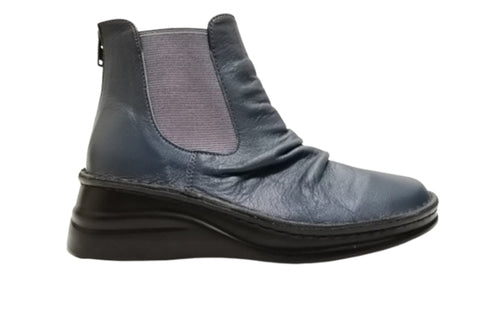 【インコルジェ 8438 ネイビー】本革カジュアルサイドゴアブーツ