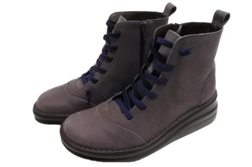 【インコルジェ 8468 パープル】本革クロスベルトカジュアルショートブーツ