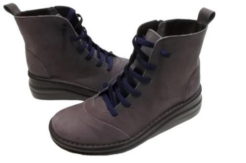 【インコルジェ 8468 パープル】本革クロスベルトカジュアルショートブーツ