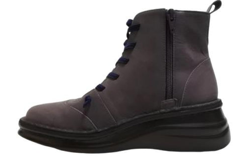 【インコルジェ 8468 パープル】本革クロスベルトカジュアルショートブーツ