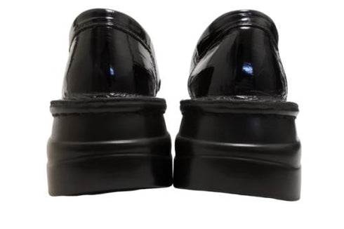 【インコルジェ 8476 ネイビー】クロコ型押し本革エナメルローファー