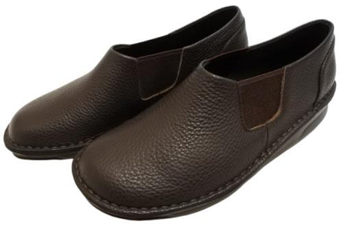 【インコルジェ 8553 ダークブラウン】サイドゴアローヒールスリッポン