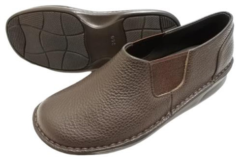 【インコルジェ 8553 ダークブラウン】サイドゴアローヒールスリッポン