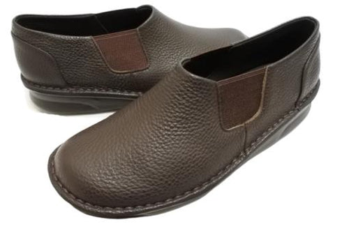 【インコルジェ 8553 ダークブラウン】サイドゴアローヒールスリッポン