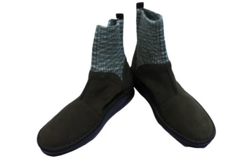 【インコルジェ8591 カーキ】マルチカラーニットローヒールブーツ