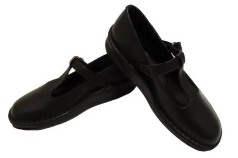 【インコルジェ 8596 ブラック】ローヒールやわらかTストラップシューズ