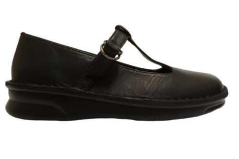 【インコルジェ 8596 ブラック】ローヒールやわらかTストラップシューズ