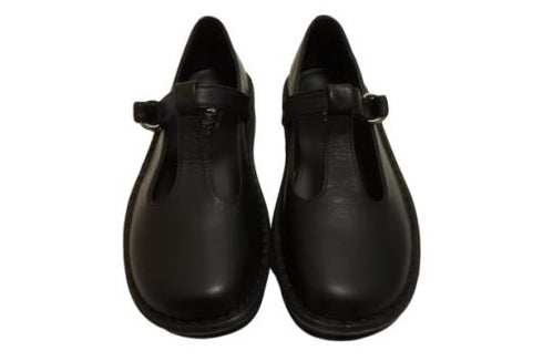 【インコルジェ 8596 ブラック】ローヒールやわらかTストラップシューズ