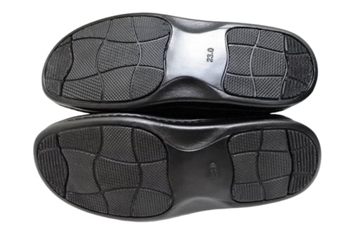 【インコルジェ 8635 ブラック】本革ローヒールスリッポンシューズ