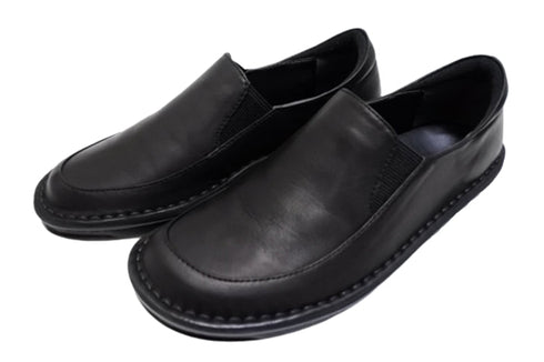 【インコルジェ 8635 ブラック】本革ローヒールスリッポンシューズ
