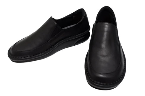 【インコルジェ 8635 ブラック】本革ローヒールスリッポンシューズ