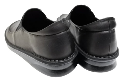 【インコルジェ 8635 ブラック】本革ローヒールスリッポンシューズ