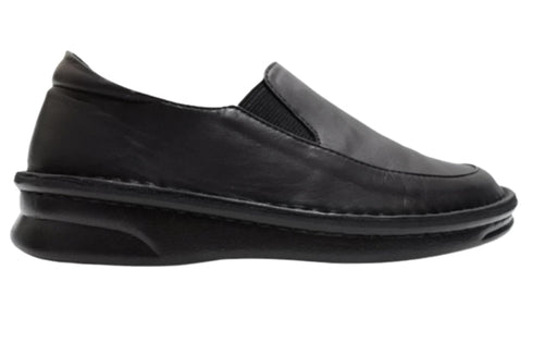 【インコルジェ 8635 ブラック】本革ローヒールスリッポンシューズ