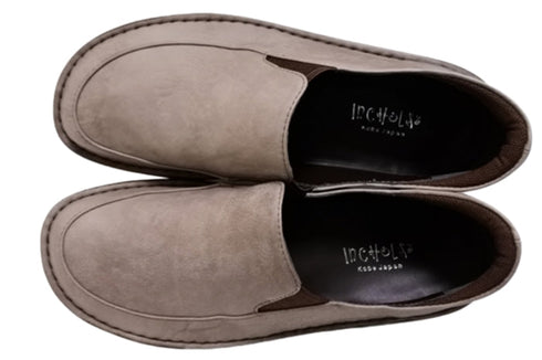【インコルジェ 8635 グレー】本革ローヒールスリッポンシューズ