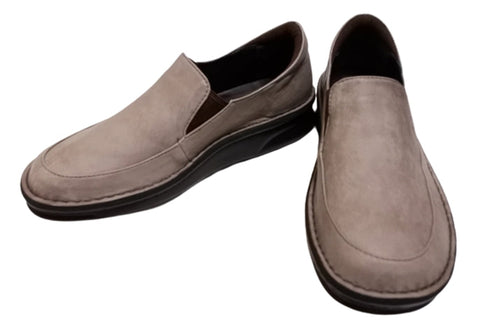 【インコルジェ 8635 グレー】本革ローヒールスリッポンシューズ