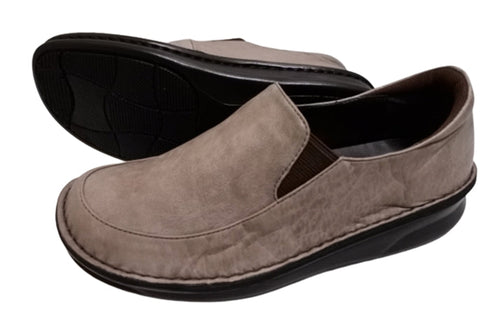 【インコルジェ 8635 グレー】本革ローヒールスリッポンシューズ