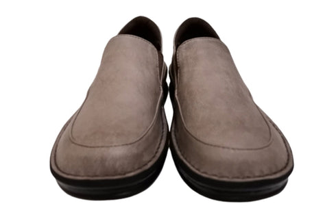 【インコルジェ 8635 グレー】本革ローヒールスリッポンシューズ