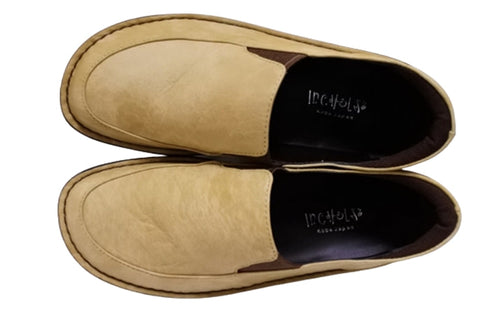 【インコルジェ 8635 ライトキャメル】本革ローヒールスリッポンシューズ