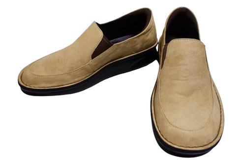 【インコルジェ 8635 ライトキャメル】本革ローヒールスリッポンシューズ