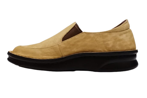 【インコルジェ 8635 ライトキャメル】本革ローヒールスリッポンシューズ