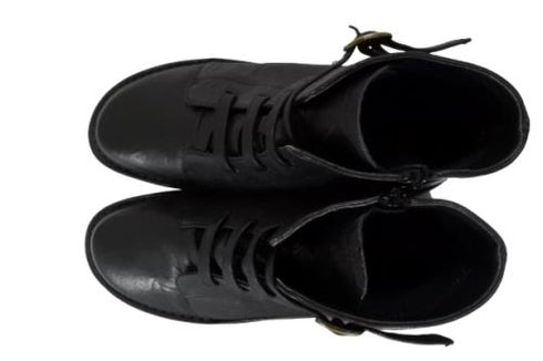 【インコルジェ8718 ブラック】レザーテープ靴紐ショートブーツ