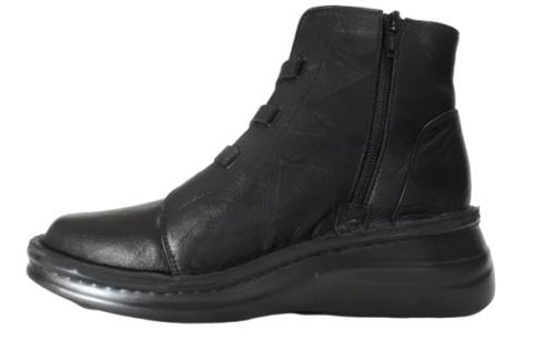 【インコルジェ8718 ブラック】レザーテープ靴紐ショートブーツ