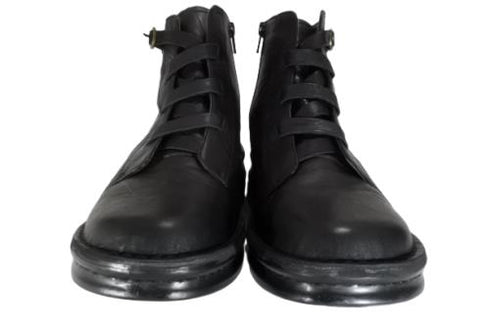 【インコルジェ8718 ブラック】レザーテープ靴紐ショートブーツ