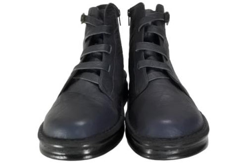 【インコルジェ8718 ダークネイビー】レザーテープ靴紐ショートブーツ