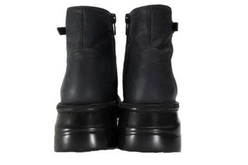 【インコルジェ8718 ダークネイビー】レザーテープ靴紐ショートブーツ