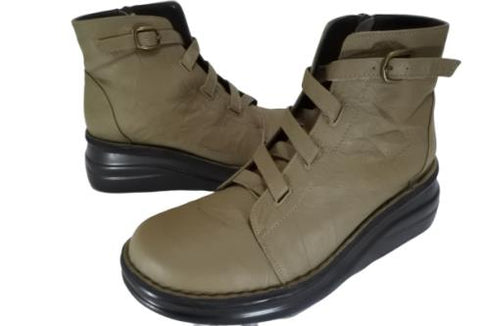 【インコルジェ8718 グレー】レザーテープ靴紐ショートブーツ