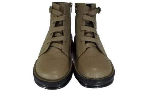 【インコルジェ8718 グレー】レザーテープ靴紐ショートブーツ