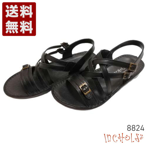 【インコルジェ 8824 ブラック】ダブルクロスべっぴんサンダル