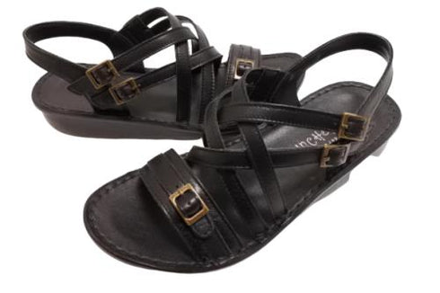 【インコルジェ 8824 ブラック】ダブルクロスべっぴんサンダル