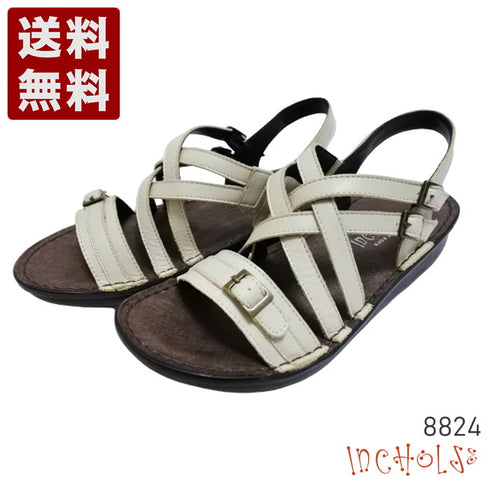 【インコルジェ 8824 アイボリー】ダブルクロスべっぴんサンダル
