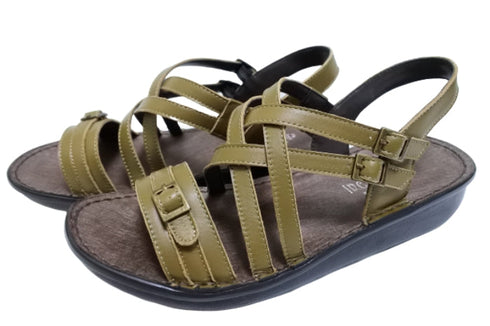 【インコルジェ 8824 カーキ】ダブルクロスべっぴんサンダル