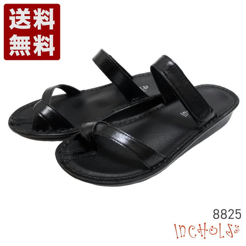 【インコルジェ8825 ブラック】甲ストラップで、足元をしっかり安定させるトングサンダル