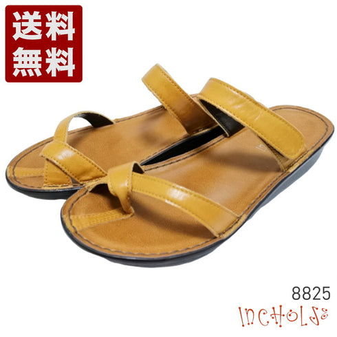 【インコルジェ8825 キャメル】甲ストラップで、足元をしっかり安定させるトングサンダル