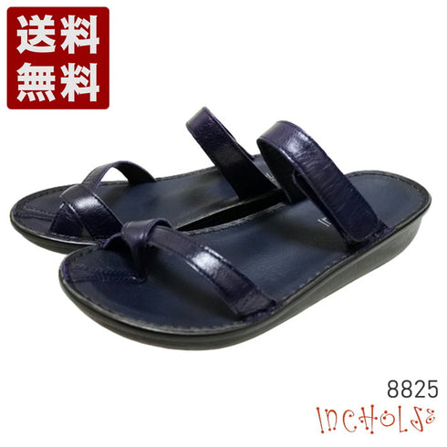 【インコルジェ8825 ネイビー】甲ストラップで、足元をしっかり安定させるトングサンダル