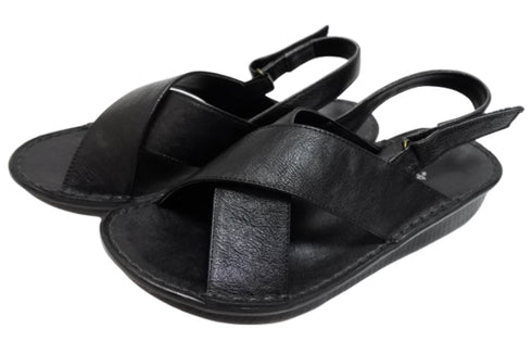 【インコルジェ 88691 ブラック】ナチュラルクロスフラットサンダル