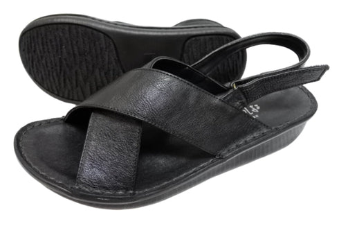 【インコルジェ 88691 ブラック】ナチュラルクロスフラットサンダル