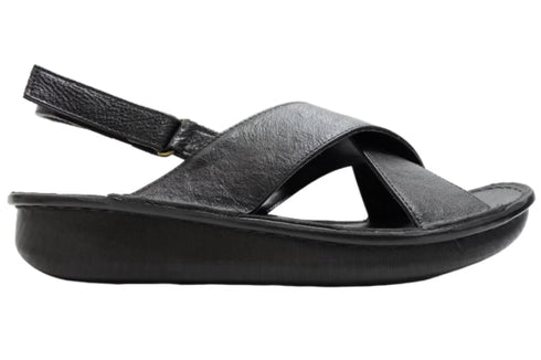 【インコルジェ 88691 ブラック】ナチュラルクロスフラットサンダル