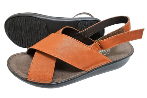 【インコルジェ 88691 オレンジ】ナチュラルクロスフラットサンダル