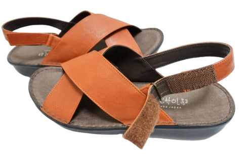 【インコルジェ 88691 オレンジ】ナチュラルクロスフラットサンダル