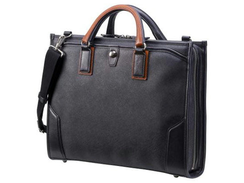 【豊岡鞄 木和田正昭商店 888315 ブラック】craftmanshipサフィアーノ 三方開きビジネスバッグ