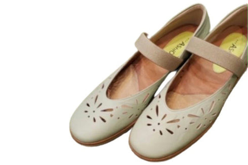 【…AShiOtO A1525 ミント】超軽量 牛革ベルトパンチングシューズ